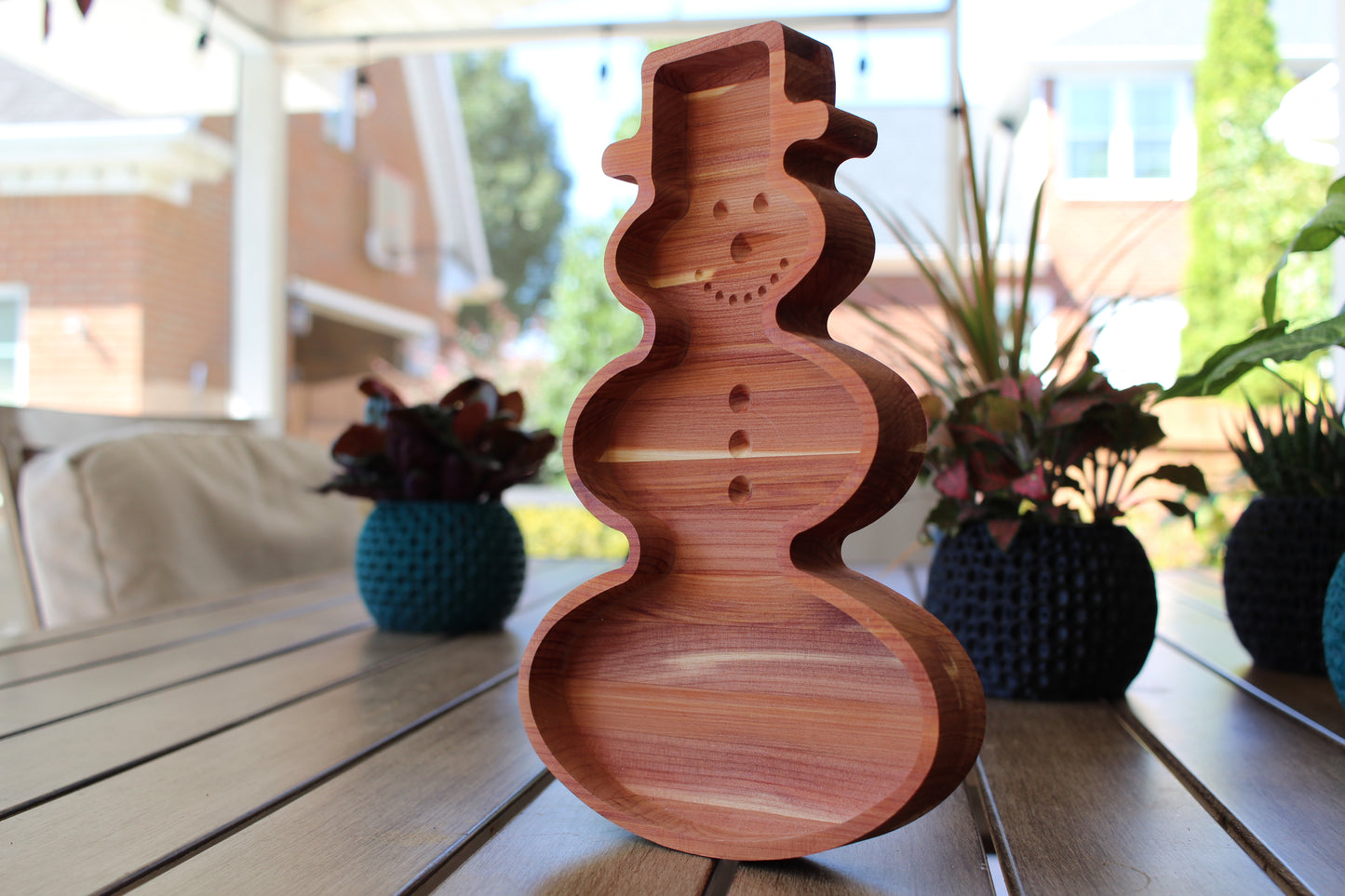 Snowman Shaped Cedar Candy Tray