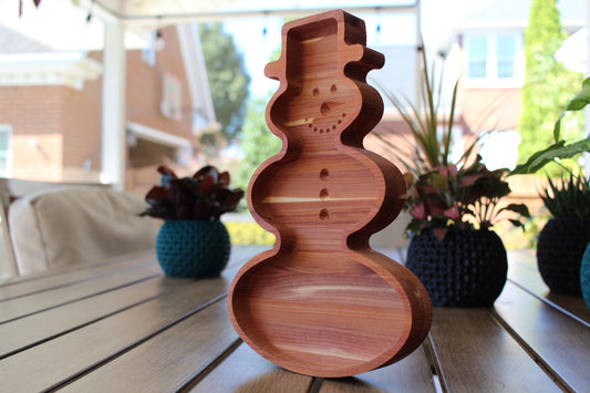 Snowman Shaped Cedar Candy Tray